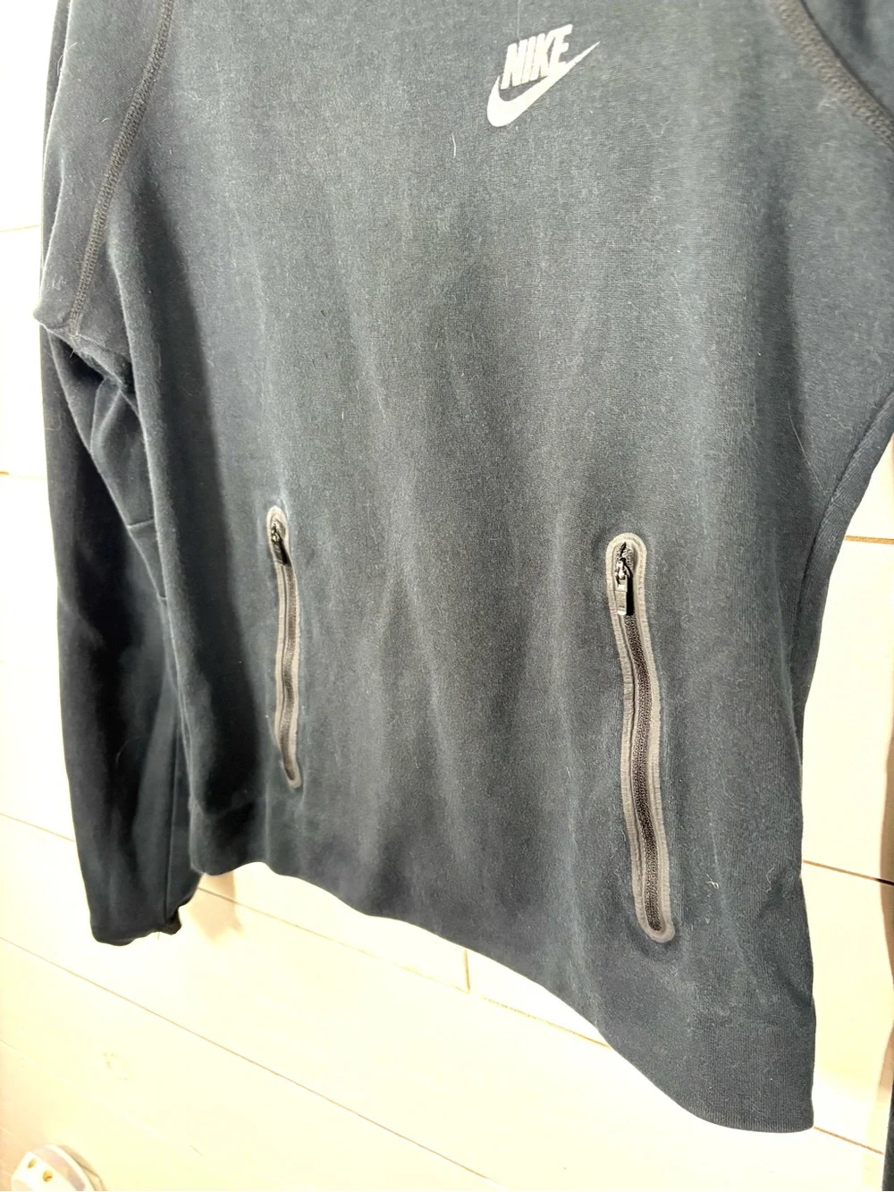 Nike Tech Fleece Hoodie Black Pullover Thumbholes Zip Pockets Size S